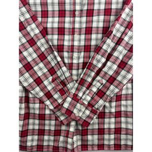 Talbots Plus Womens 2X Red Black Plaid Button Down Shirt Long Sleeve Cotton